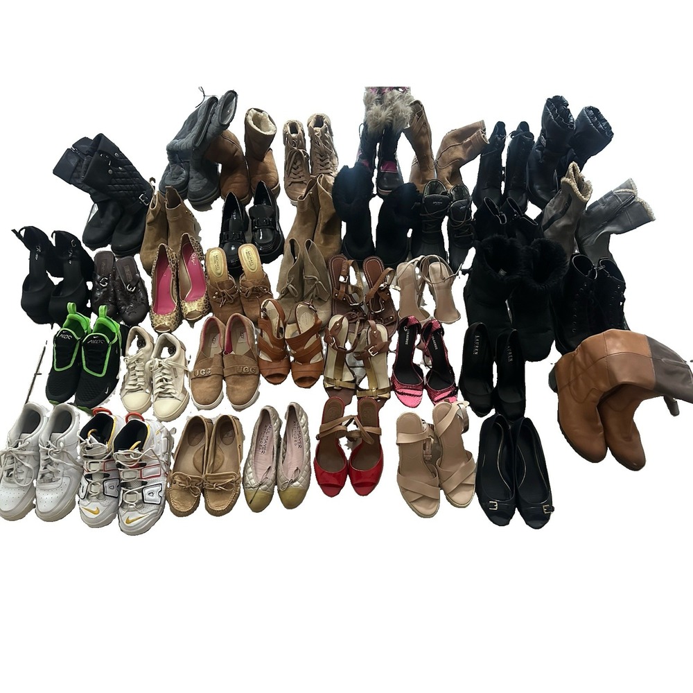 Lot Of 40 Pair Of Women's Shoes, Boots And Sneakers